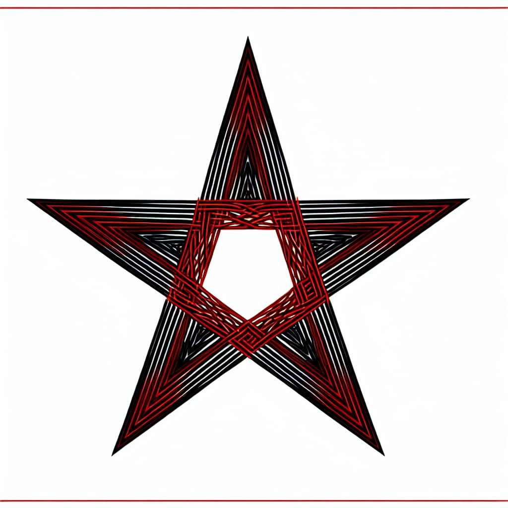 simple 2D 6 pointed star made of Celtic knotwork using black...