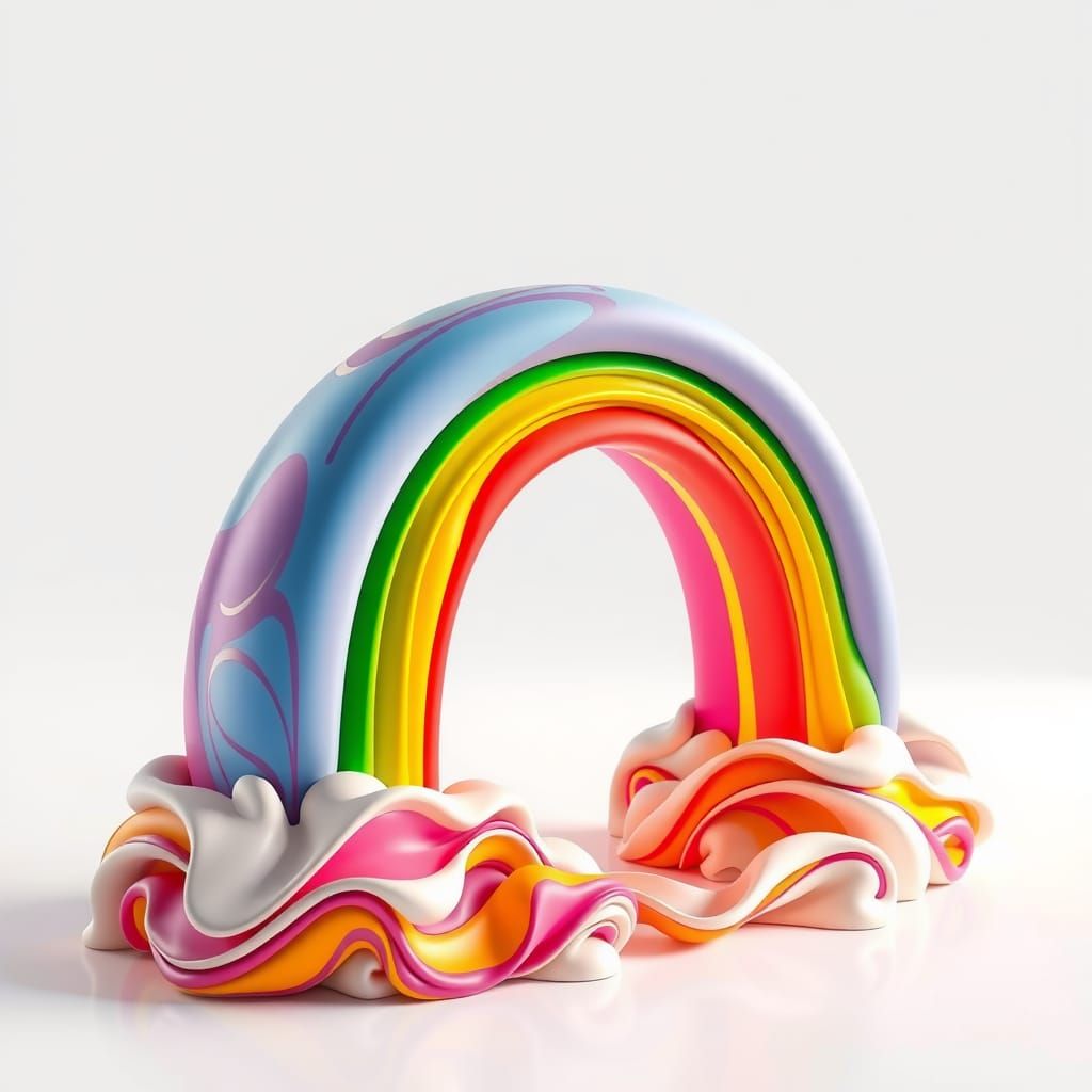 Glossy Plasticine Rainbow in a Fantastical Style