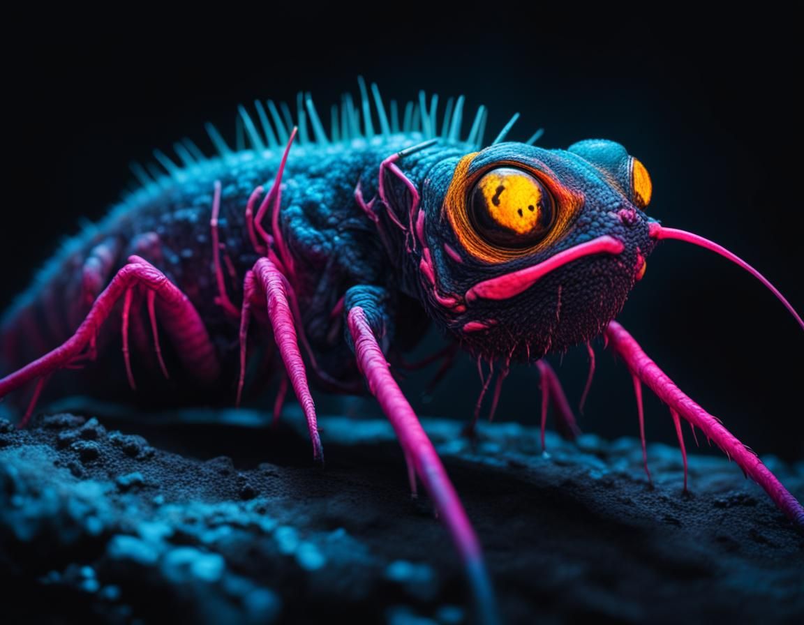 Speculative Zoology in Photorealistic Neon Macro Photography