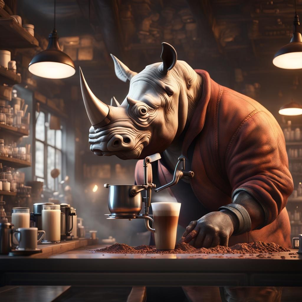 Rhinoceros Barista Makes Explosive Latte