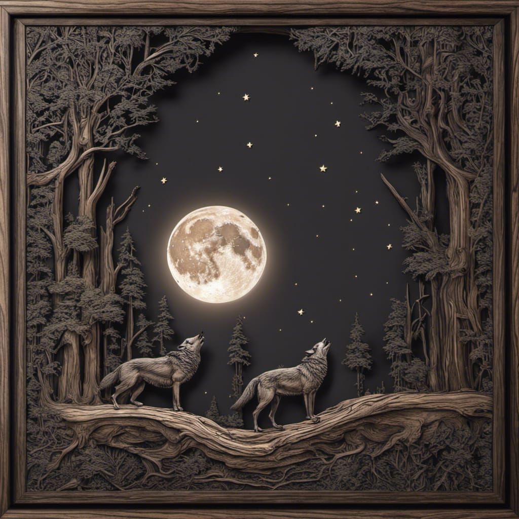 Engraved Ebony Wood in Wolves' Forest