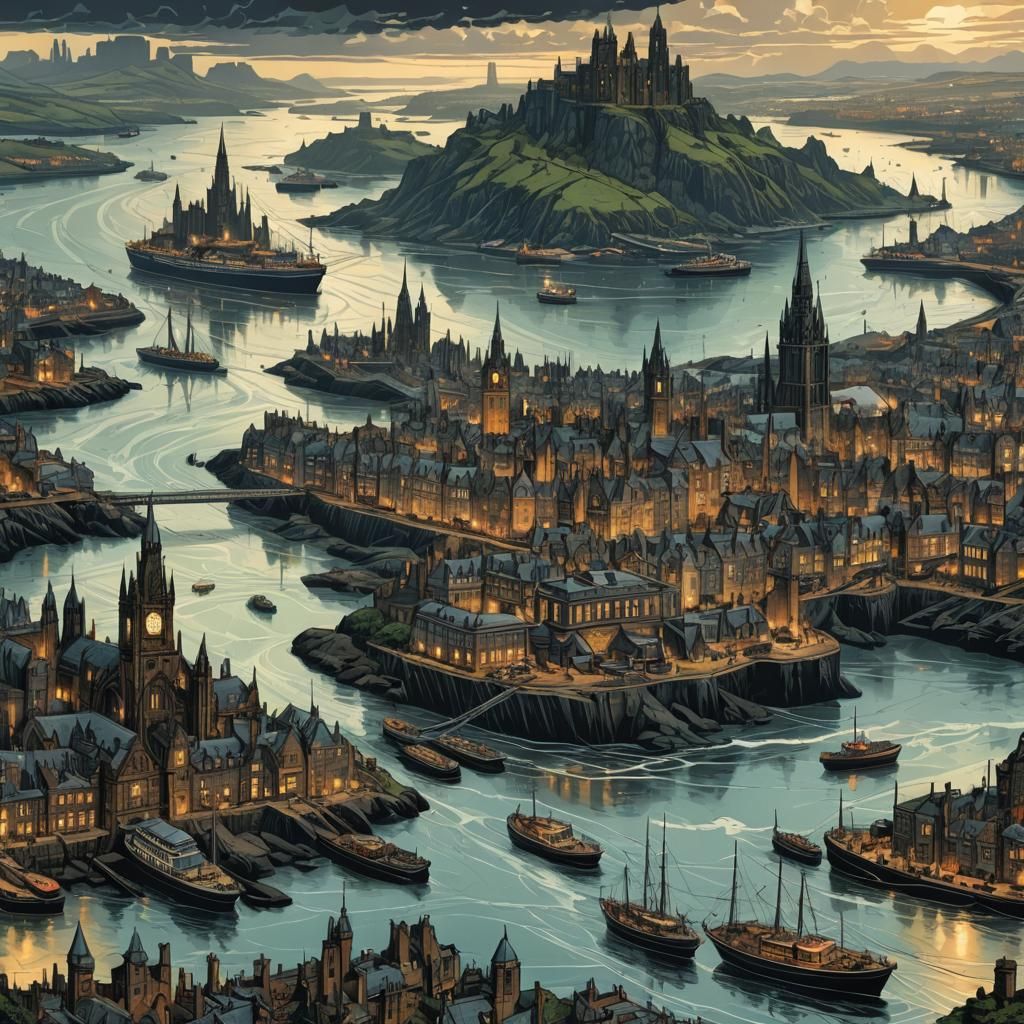 Firth of Forth in Comic Book Art Style