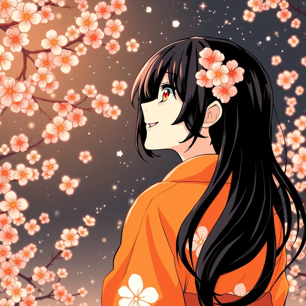 Celestial Beauty in Black and White Manga Style