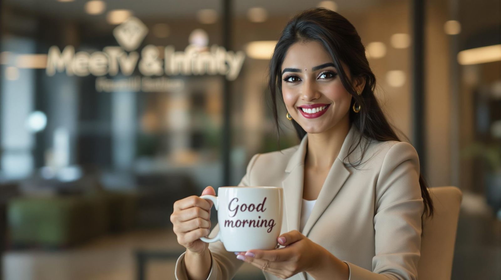 Indian Businesswoman in Modern Real Estate Office