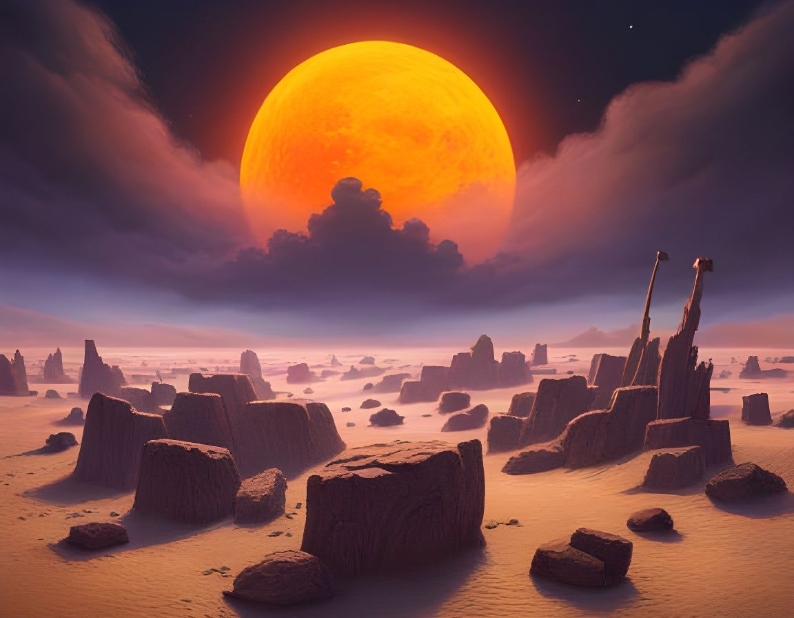 Mystical Fireball Lights Up Fantasy Night Sky