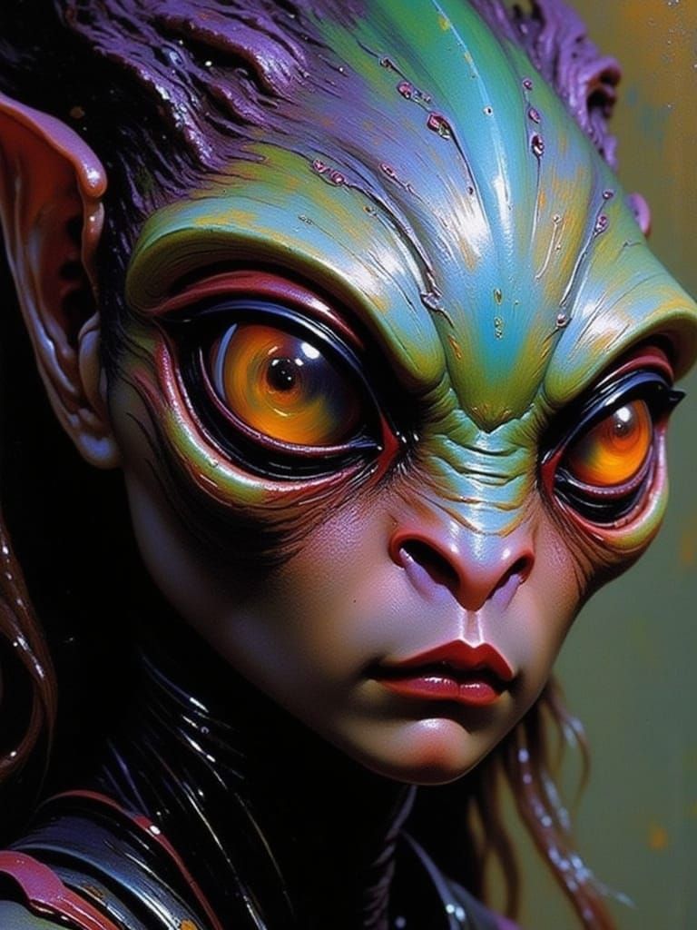 Beautiful Alien with Rainbow Eyes