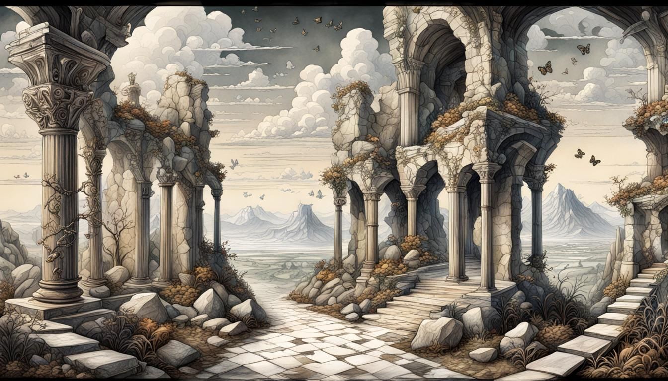 Ruins Landscape Inspired by Escher and Simkins