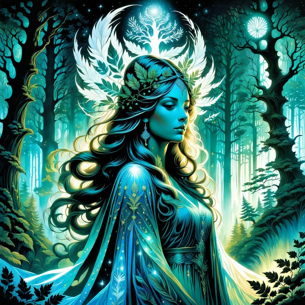Baroque Goddess and Holographic Forest Spirit