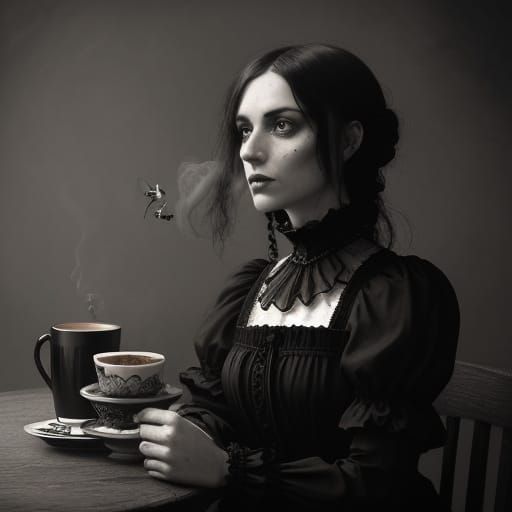 Ethereal Noir Scene in Sepia Tones