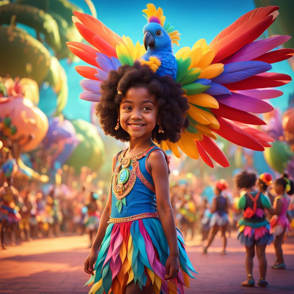 Brazilian Girl at Carnaval: Pixar-Style 3D Art