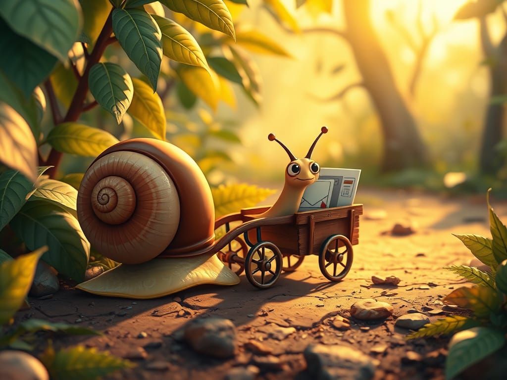 Snail Mail Cartoon Adventure: Whimsical Digital Art
