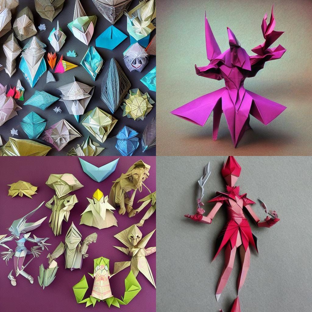 Fantasy Characters in Origami Papercraft Style