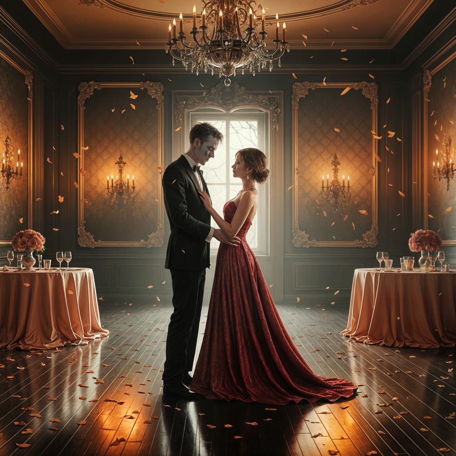 Halloween Prom Dance with Charming Zombie, Digital Painting