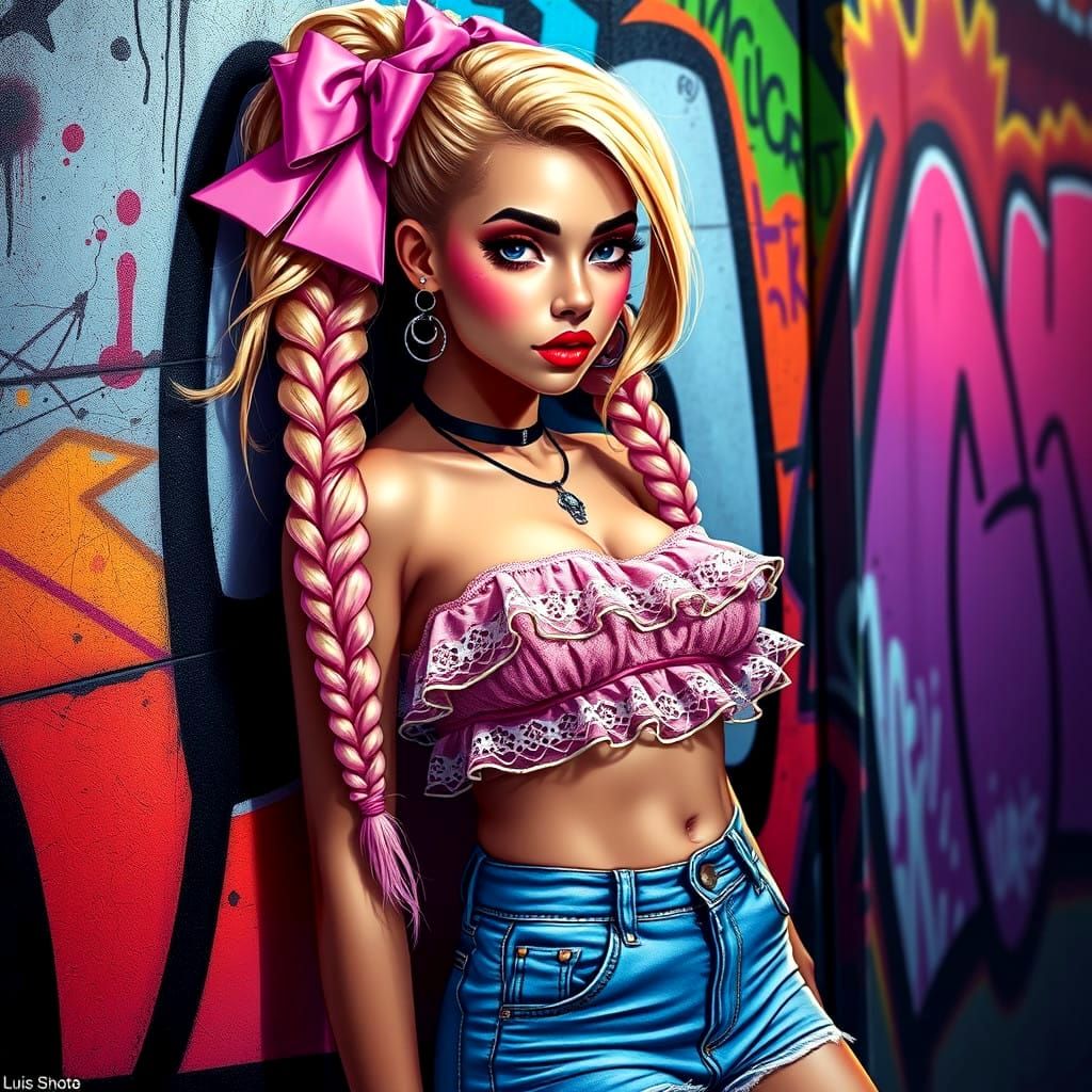 Glamorous Party Girl in Vibrant, Detailed Art