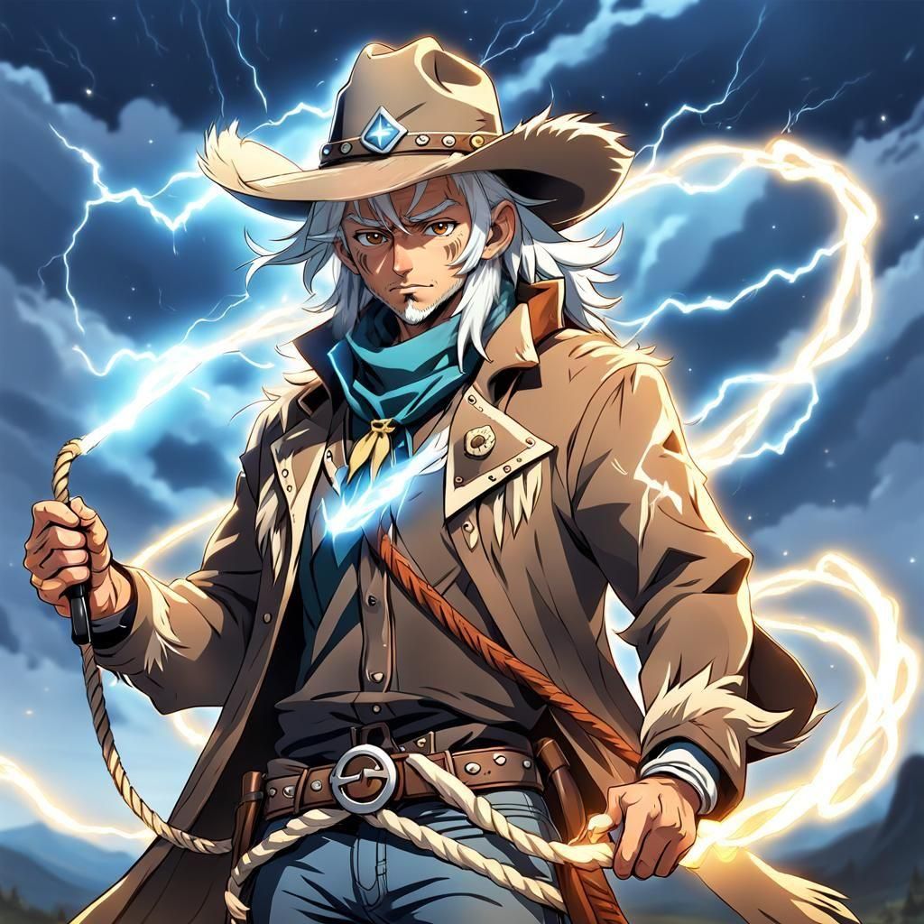 Anime Cowboy with Lightning Lasso