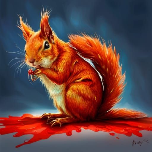 Scary Vampire Squirrel in Gothic Horror Style