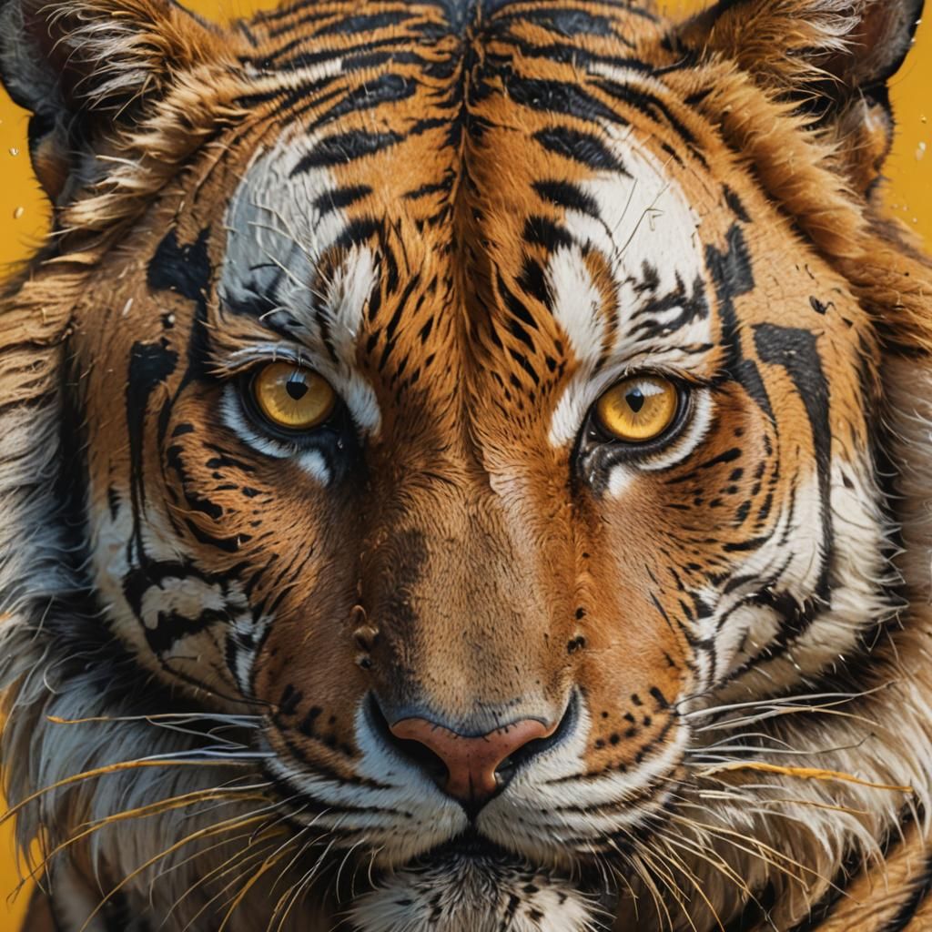 Hyperrealistic Tiger Face Close-Up in Exquisite Detail