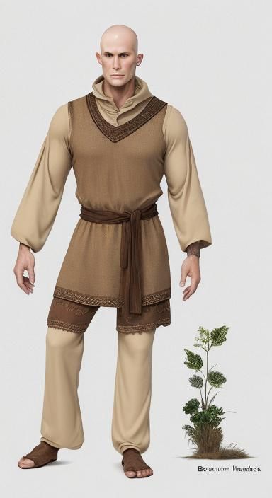 Realistic Giant Folklore Figure in Brown Tunic