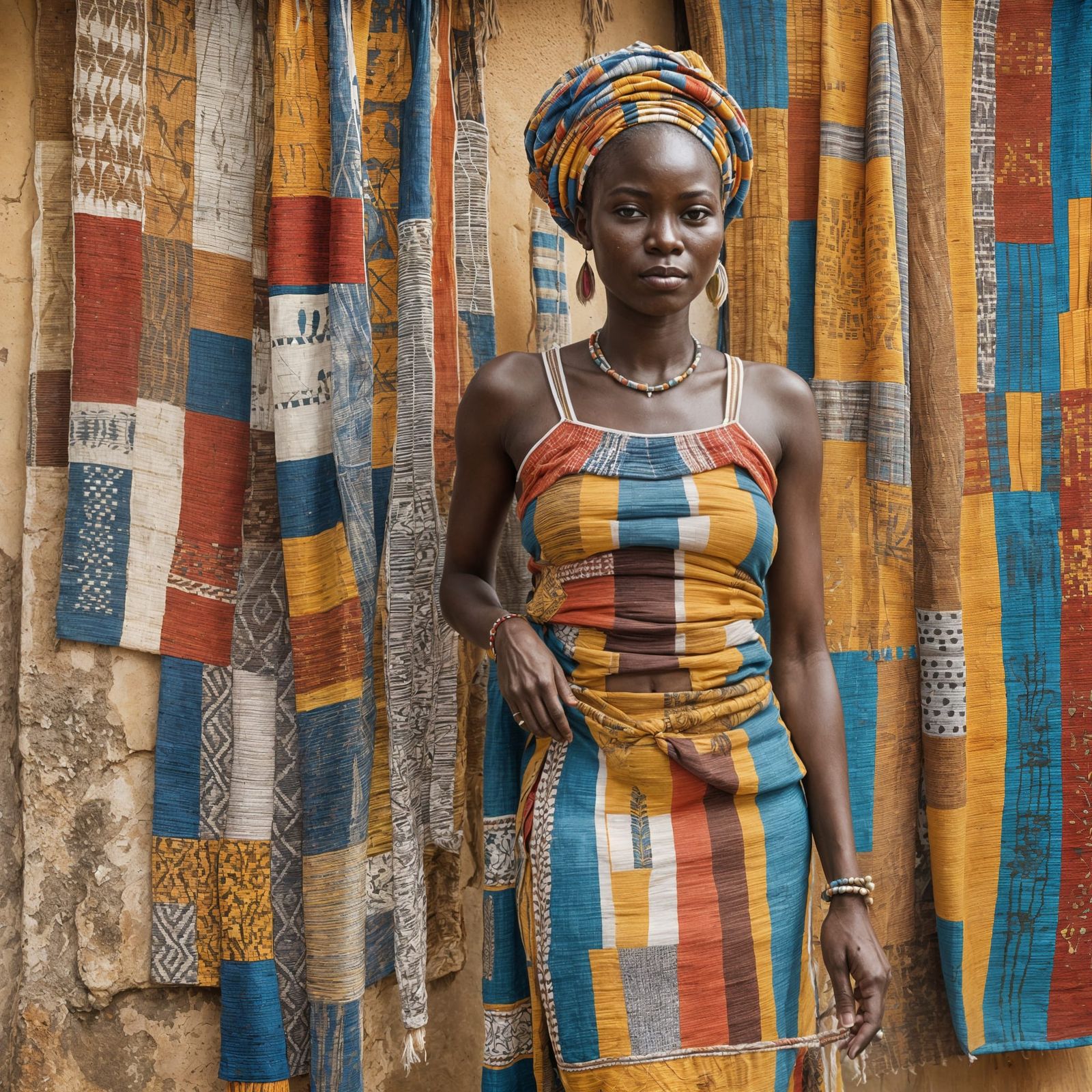 Woman from Guinea Bissau in Traditional Weaving