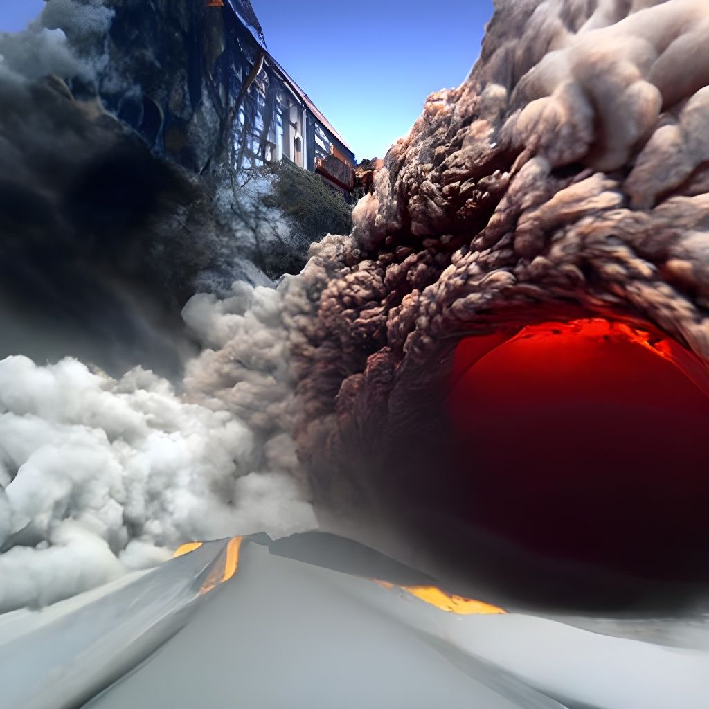 Manhattan Volcano Eruption in Cinematic Style
