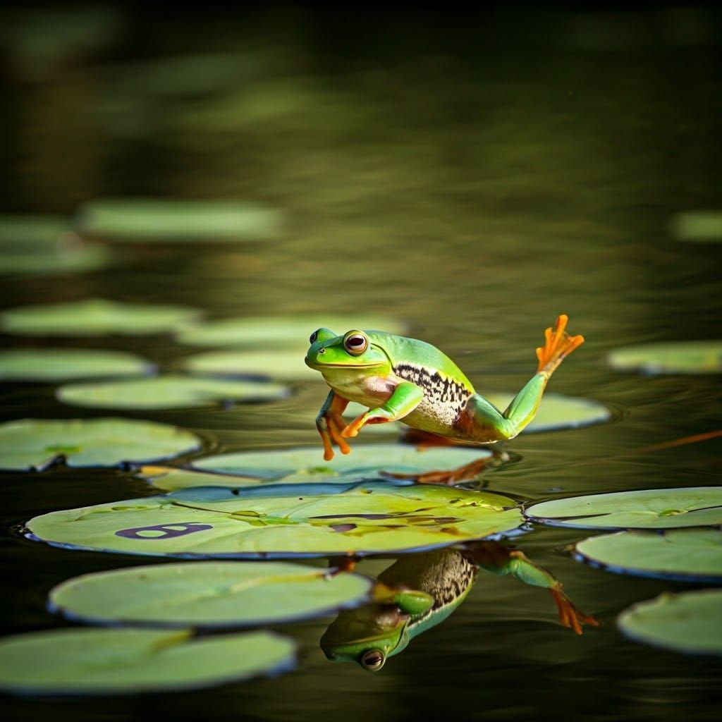 Frog's Lilypad Hopscotch: A Natural Light Wildlife Photo