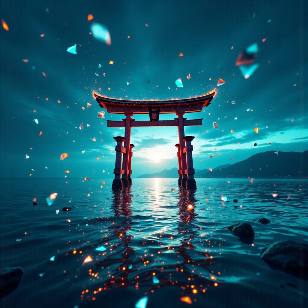 Ocean Torii Gate with Sapphire Light