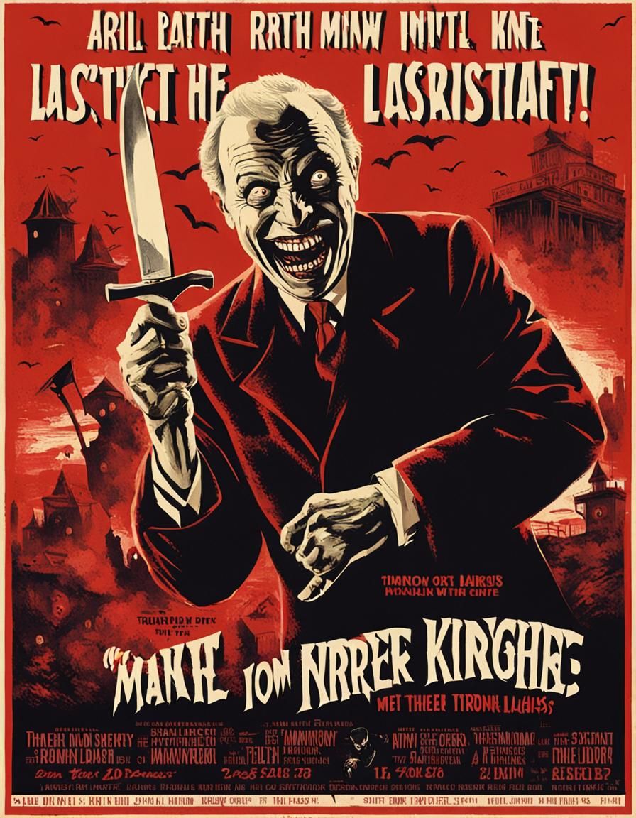 Eerie Horror Movie Poster of Laughing Man with Knife