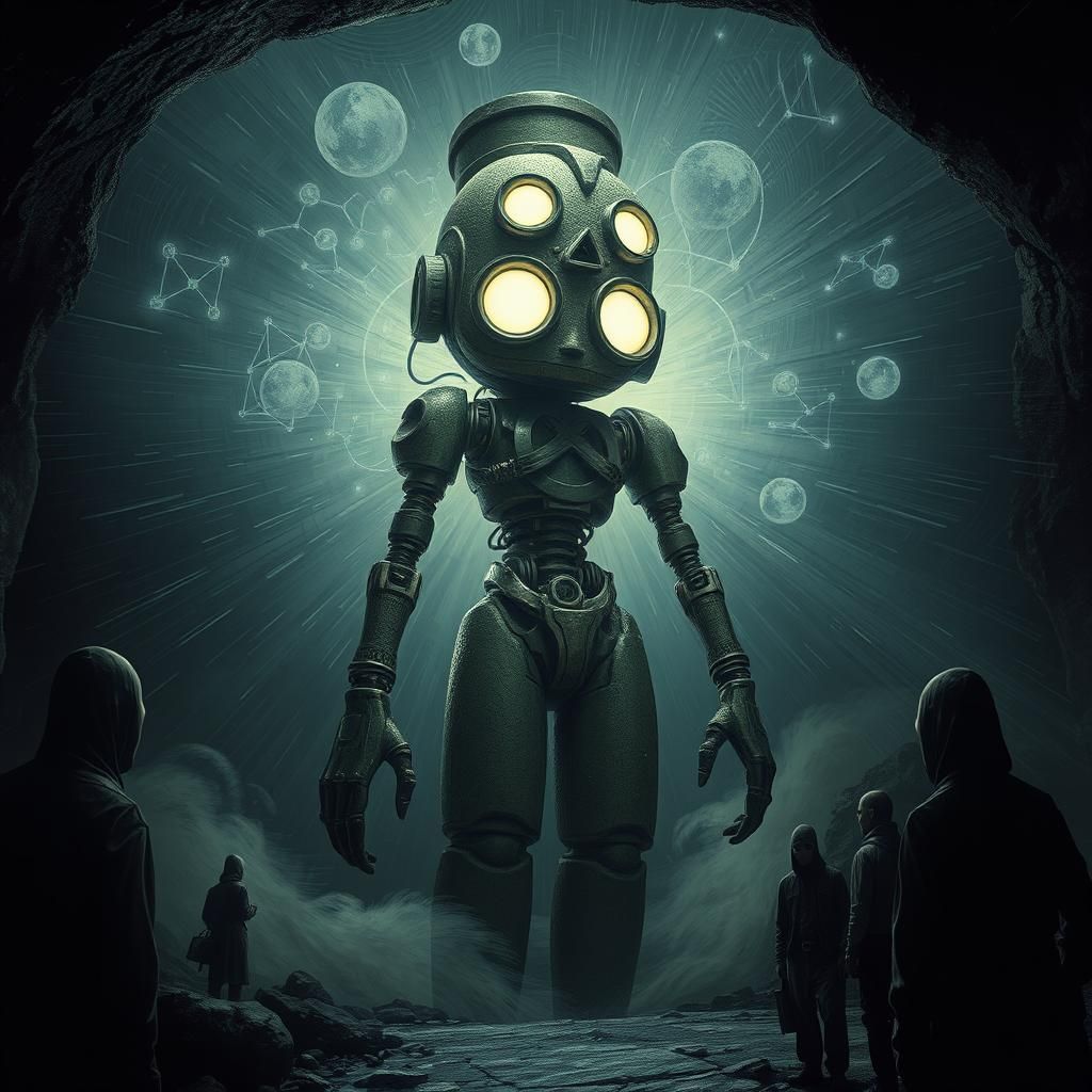 Surreal Totem Sculpture in Cyberorganic Style