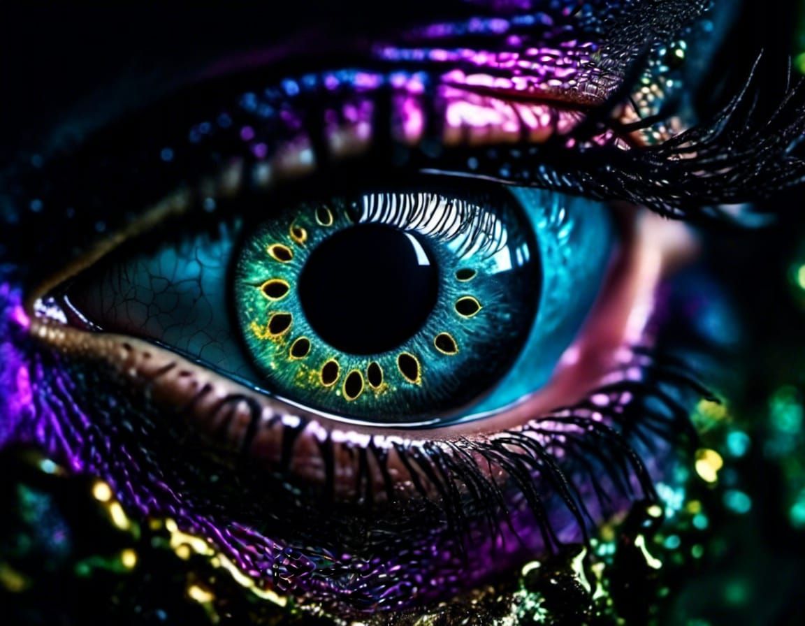 Illuminated Eye Peers from Darkness