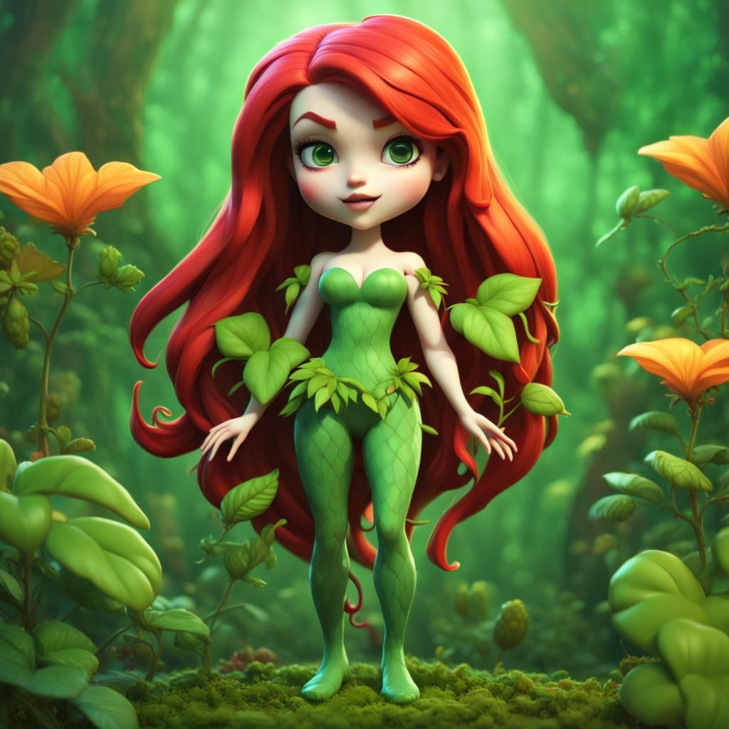 Chibi Poison Ivy in 3D Digital Art Style