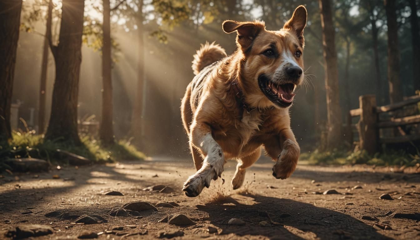 Dog Photobomb in Cinematic Lighting