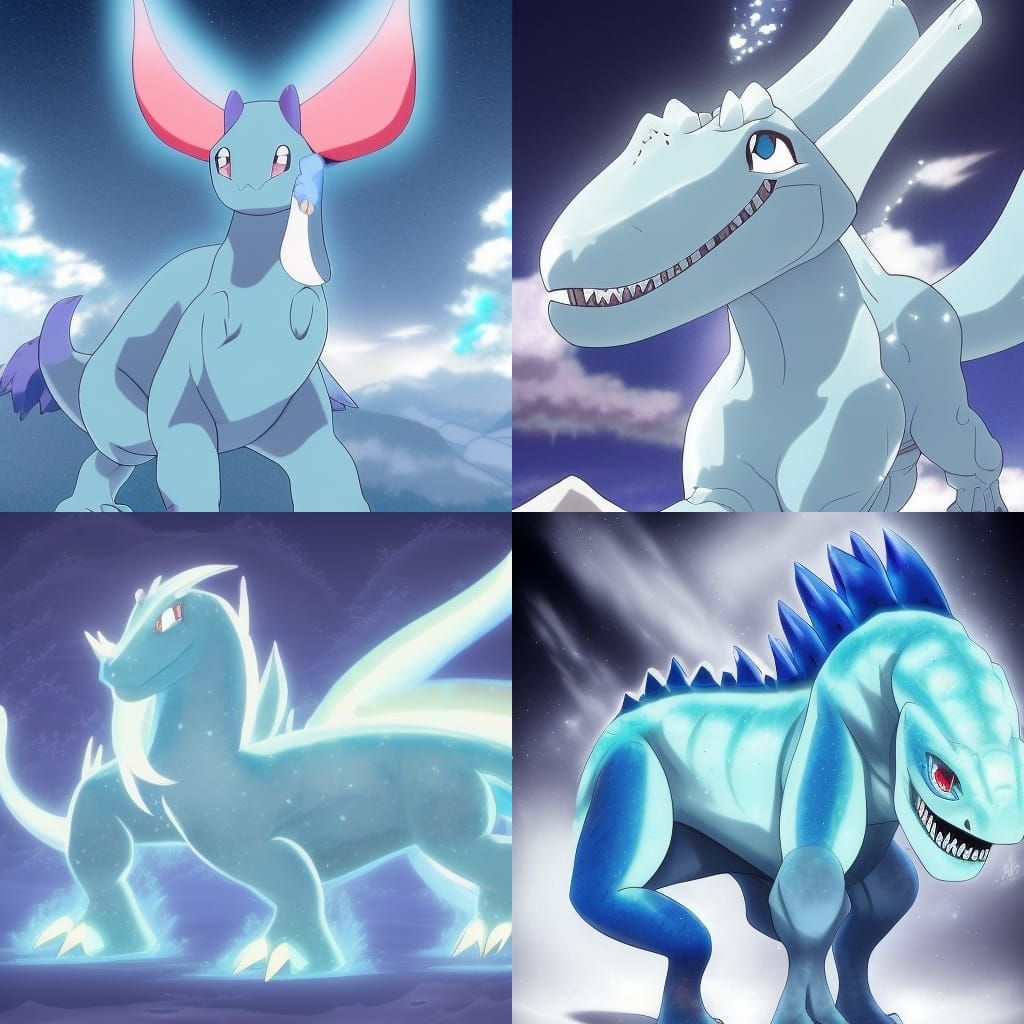 Icy Dinosaur Pokémon in Anime Style