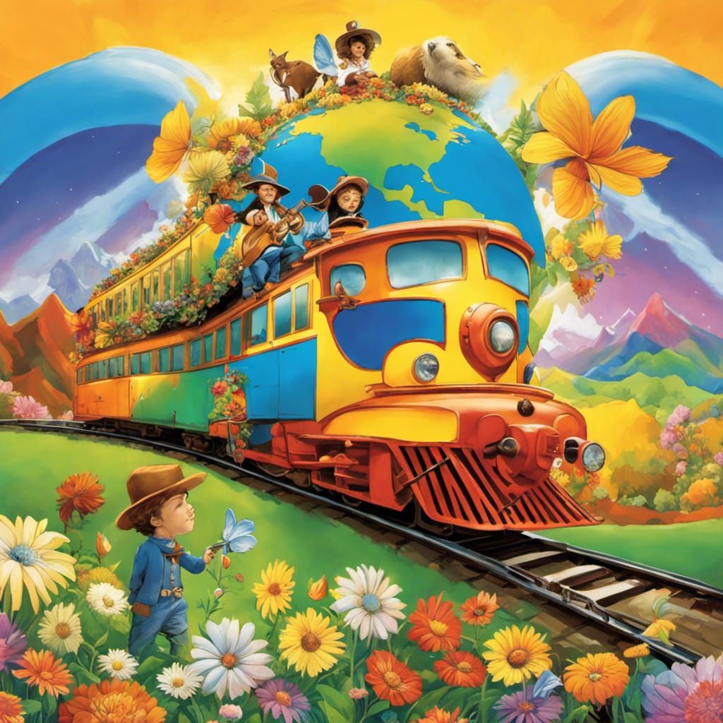 Colorful Peace Train with Groovy Graphics