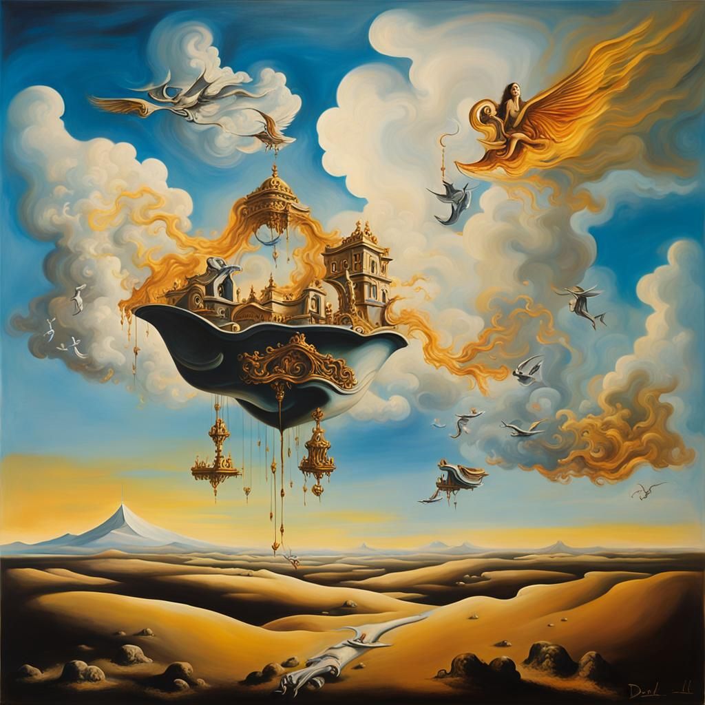 Surreal Melting Figures in Dali Style