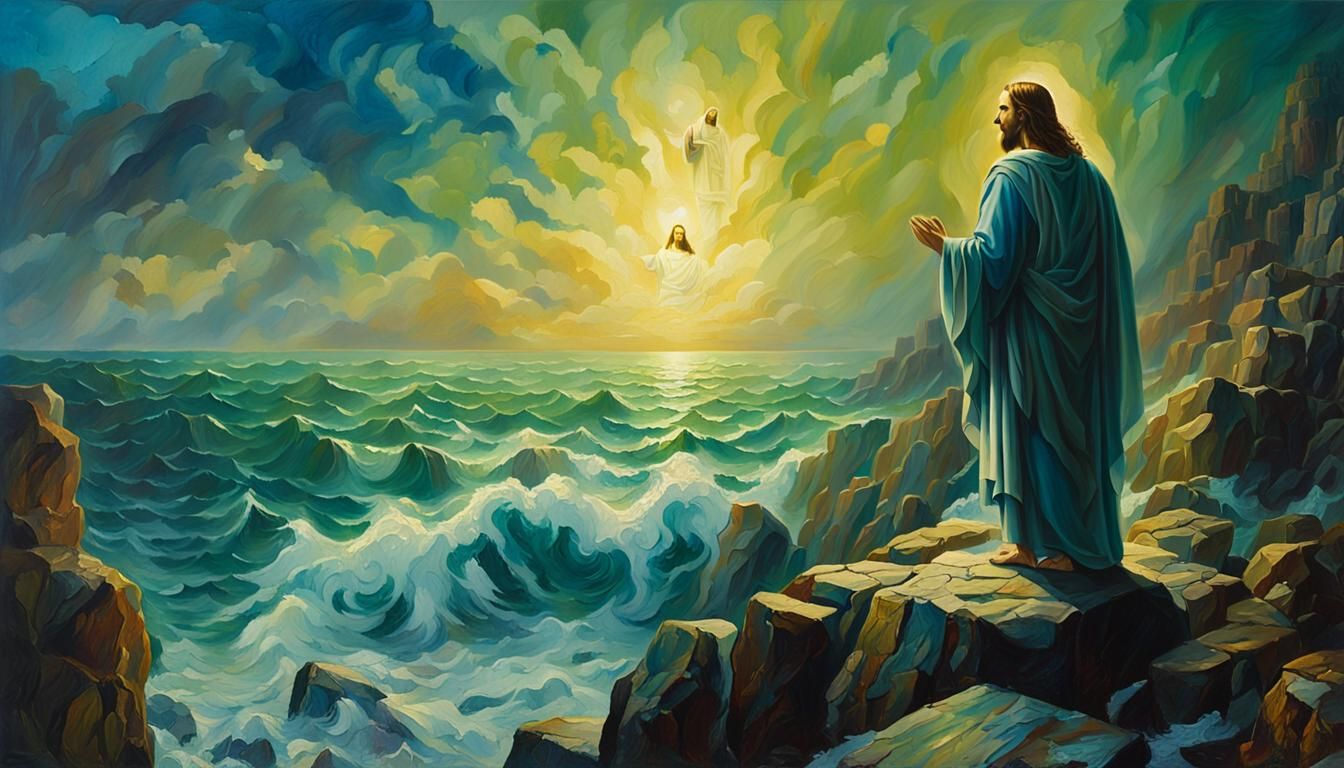 Jesus Preaching by the Sea: Impressionist Oil Painting