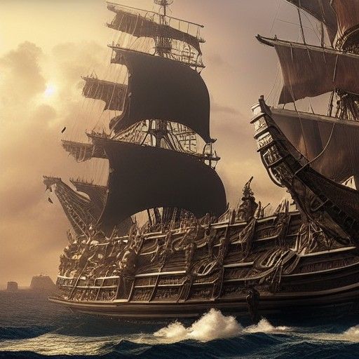 Epic Pirate Ship in Digital Matte Painting