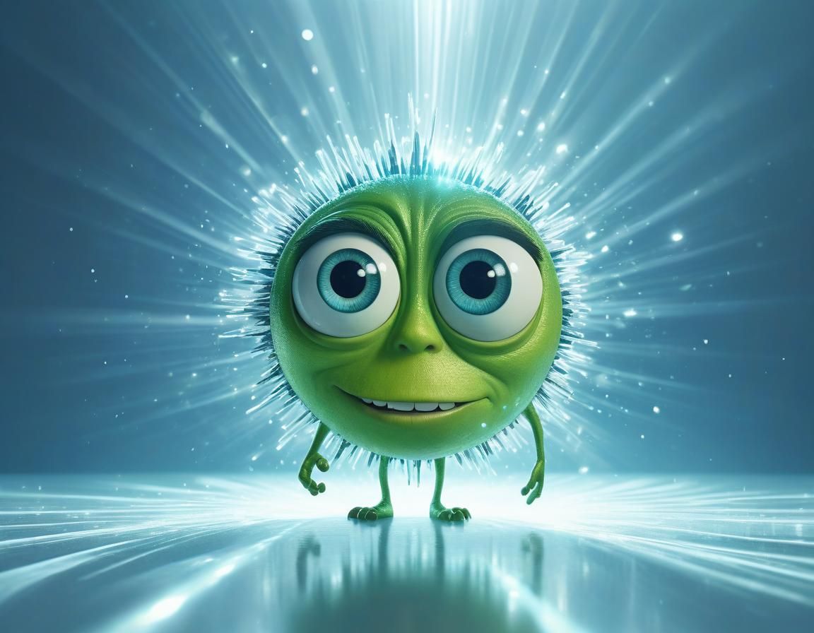 Ethereal Silver Portrait of Mike Wazowski in Vorticism Style