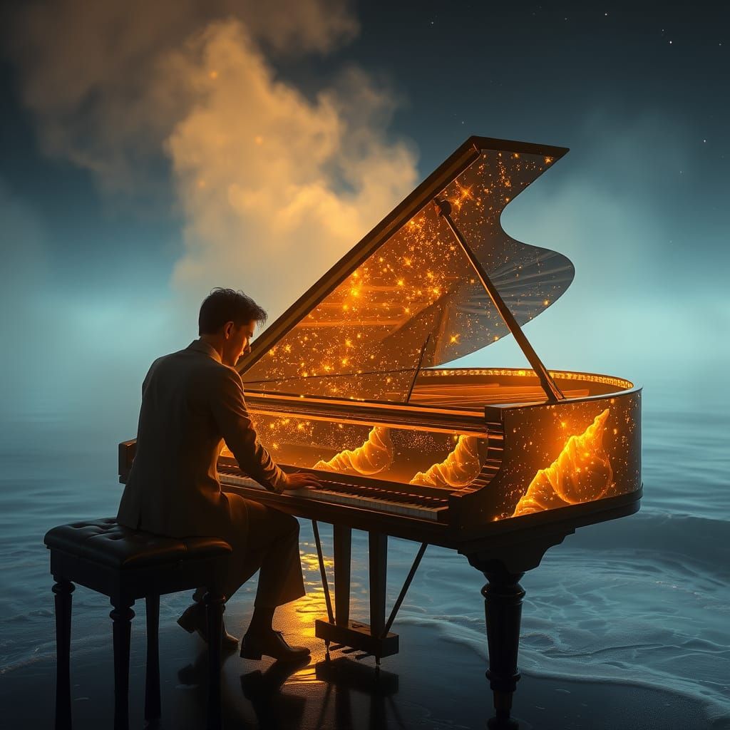 Ethereal Piano Concerto Under Golden Starlight