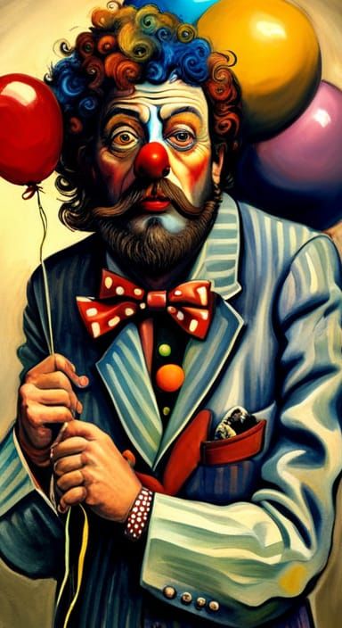 Clown with Balloons: A Masterpiece Inspired by Klimt and Pic...
