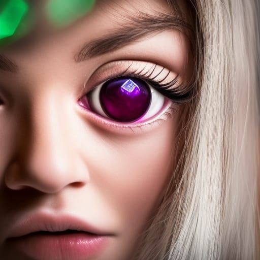 Iridescent Eyes Surrounded by Geode and Gems