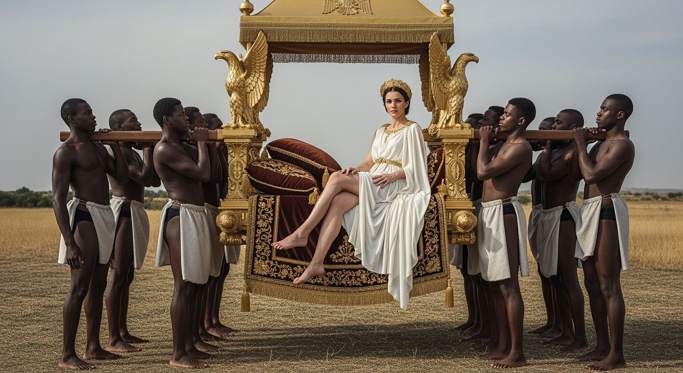 Elegant Roman Empress on Imperial Litter Throne