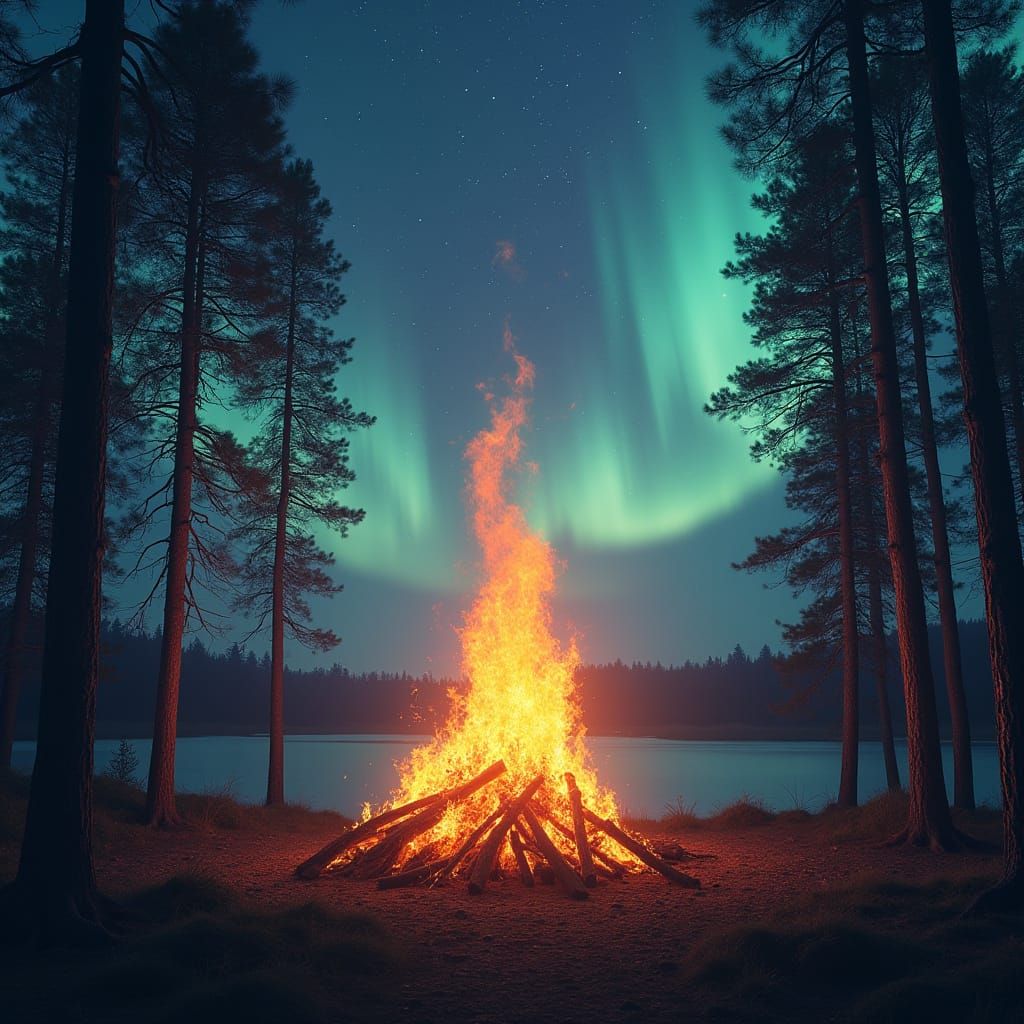 Majestic Phoenix Rises in Swedish Night Woods