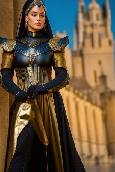 Medieval Woman in Iridescent Armor, Digital Art