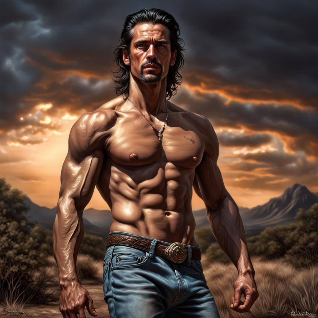 Hyperrealistic Male Model in Fantasy Art Style