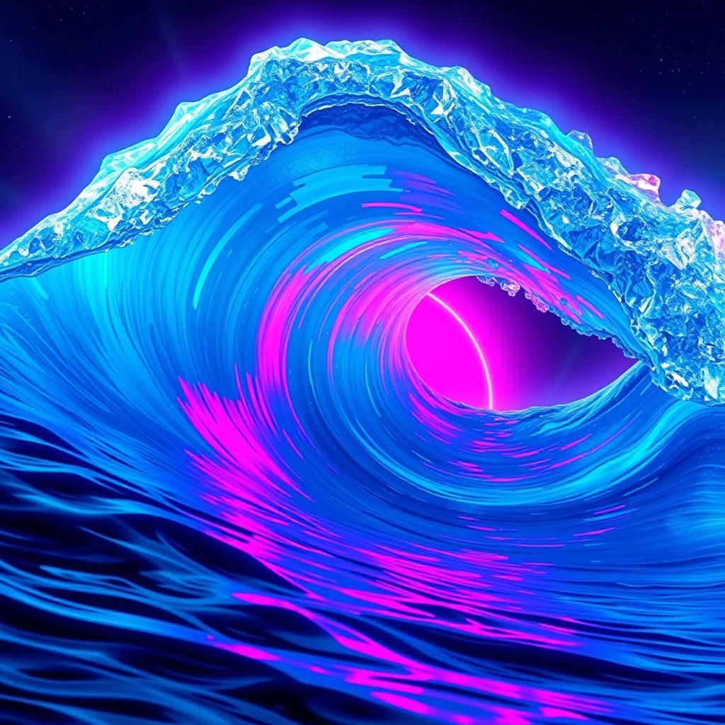 Synthwave Ocean Wave with Neon Glow