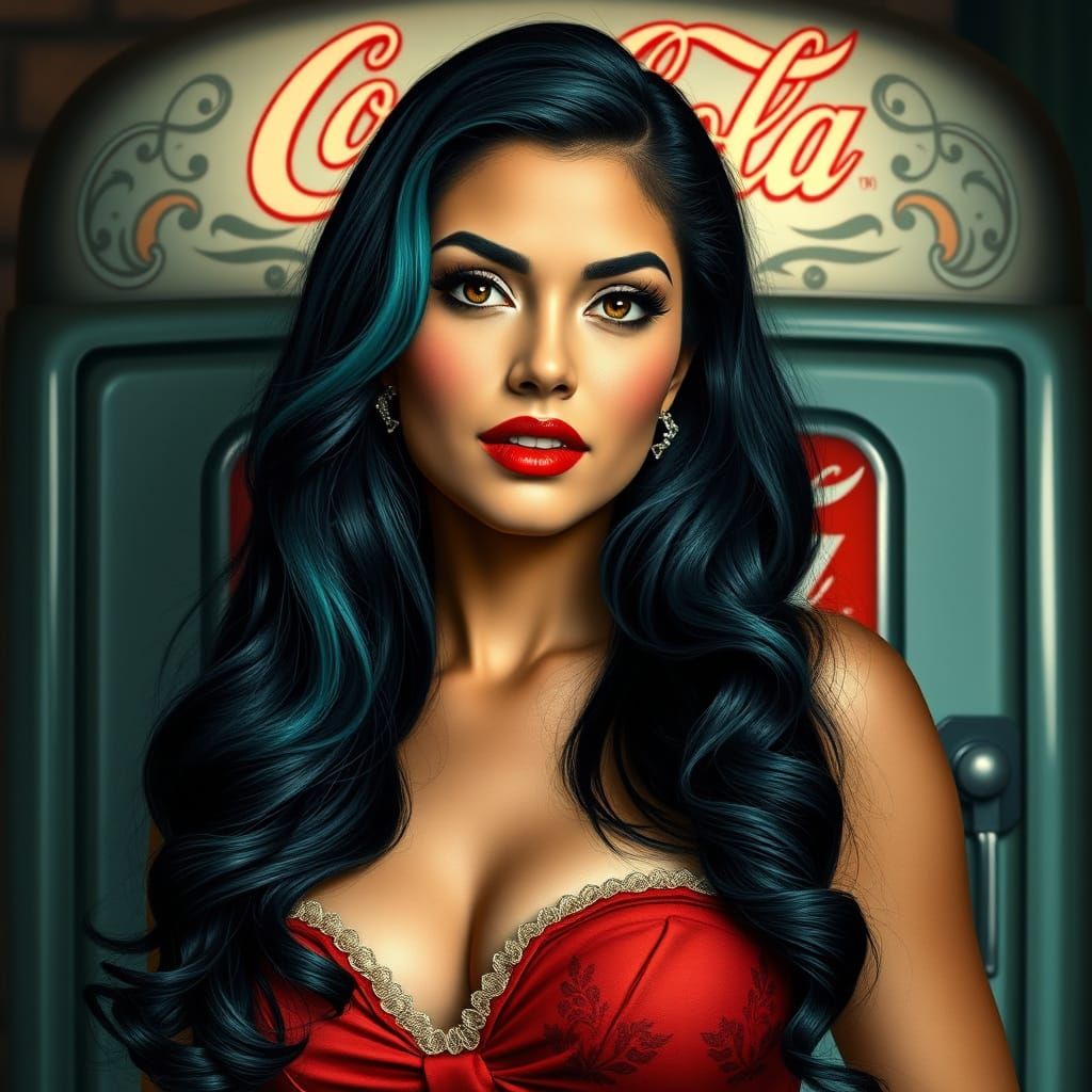 Vintage Pin-Up Portrait in Baroque Art Style