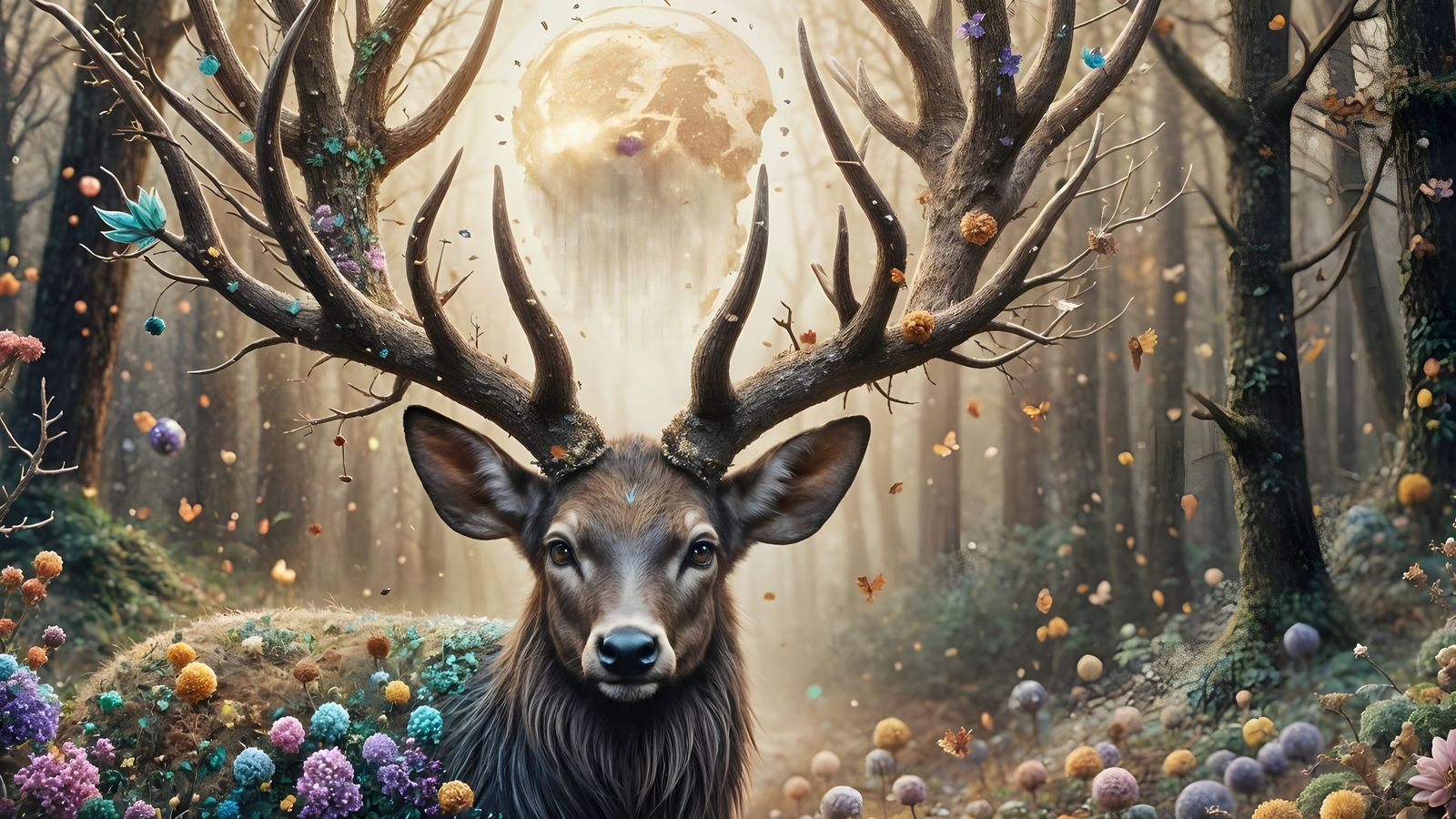 Majestic Mythical Buck Deer with Fantasy Antlers