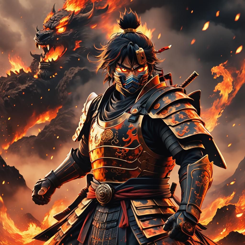Elemental samurai warrior of fire