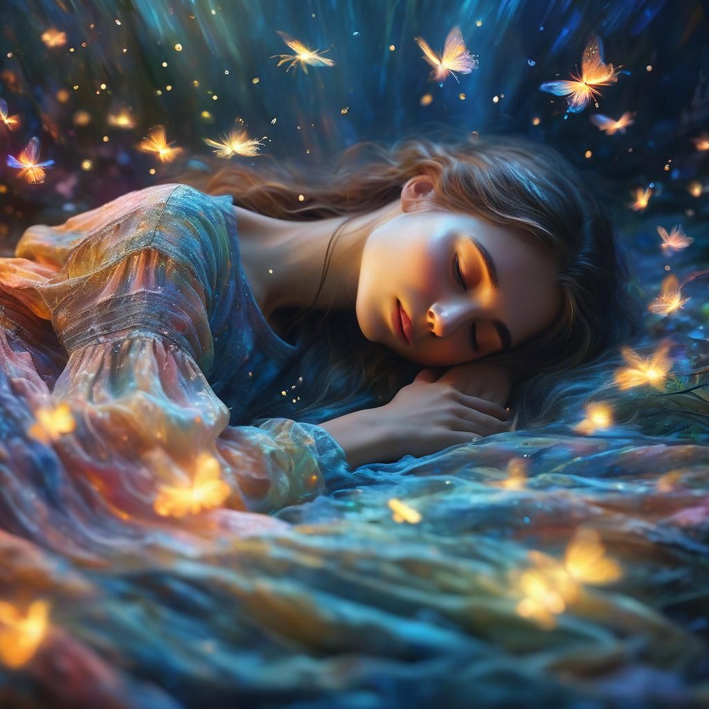 Enchanted Dreamer in Ethereal Light: Fantasy Concept Art