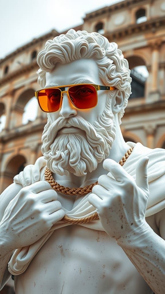 Retro-futuristic Greek Statue